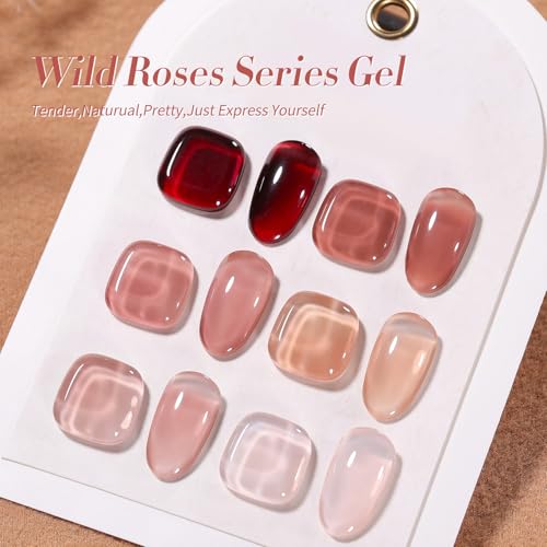 Burgundy Wine Red Jelly Gel Nail Polish Set - 6PCS